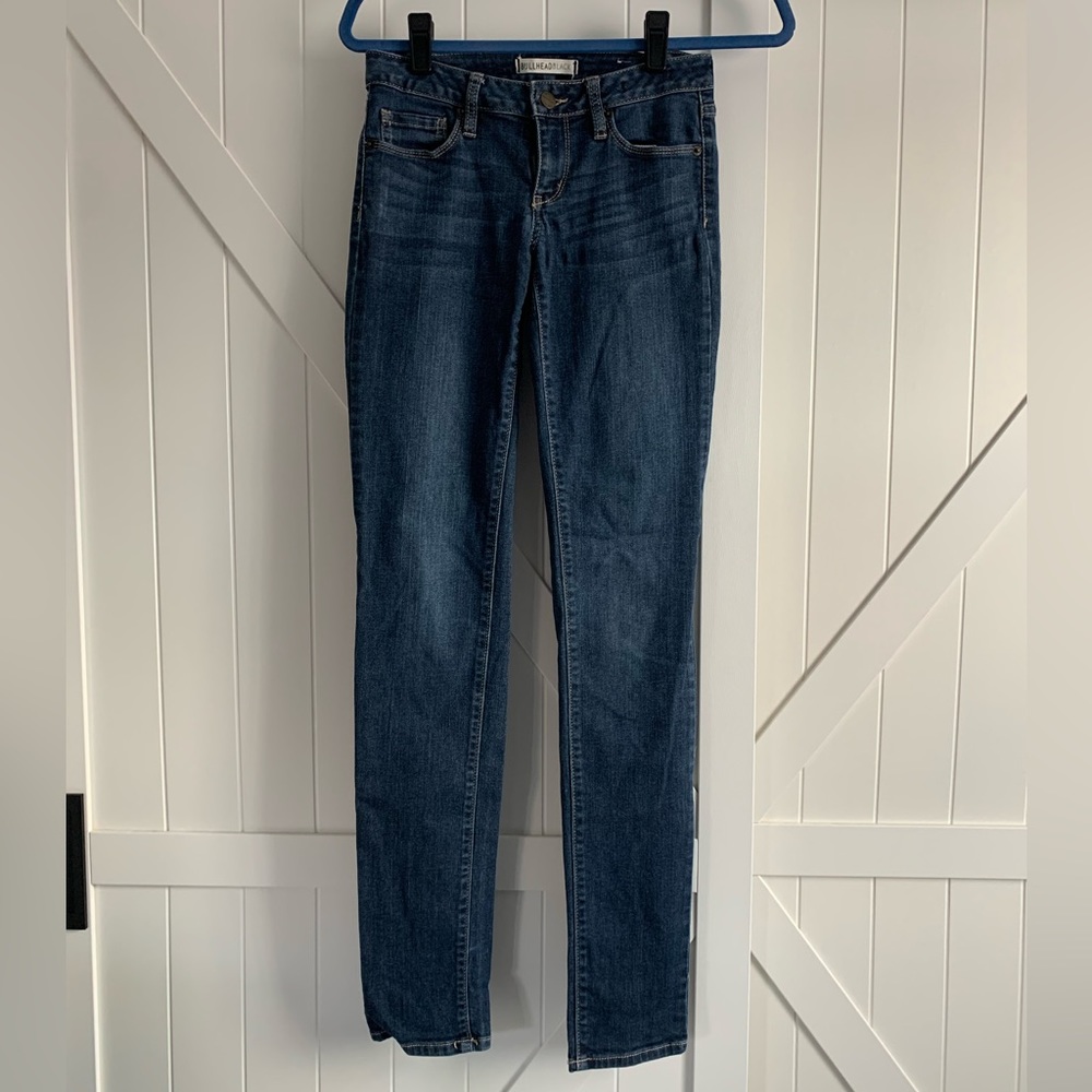Juniors Bullhead Black Super Skinny Dark Blue Denim Jeans Sz 3L 3 Long